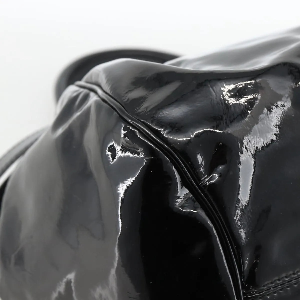 Salvatore Ferragamo Gancini Patent Leather, Black, Patent Leather, Handbag