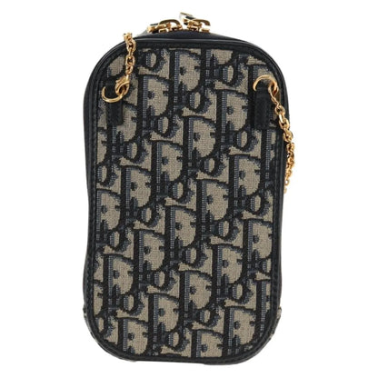 Christian Dior 30 Montaigne Phone Holder on Chain Oblique Canvas, Navy, Canvas, Clutch