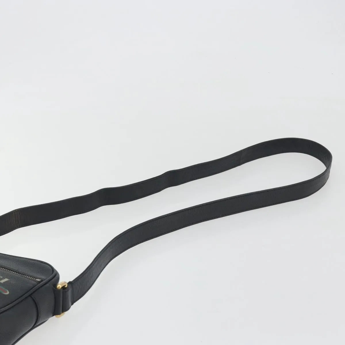 Gucci Logo Zip Messenger Printed Leather, Black, Leather, Clutch