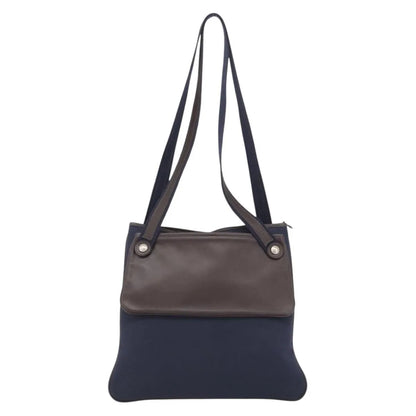 Hermes Mrs. Hippie Leather and Toile, Navy, Leather, Shoulder Bag