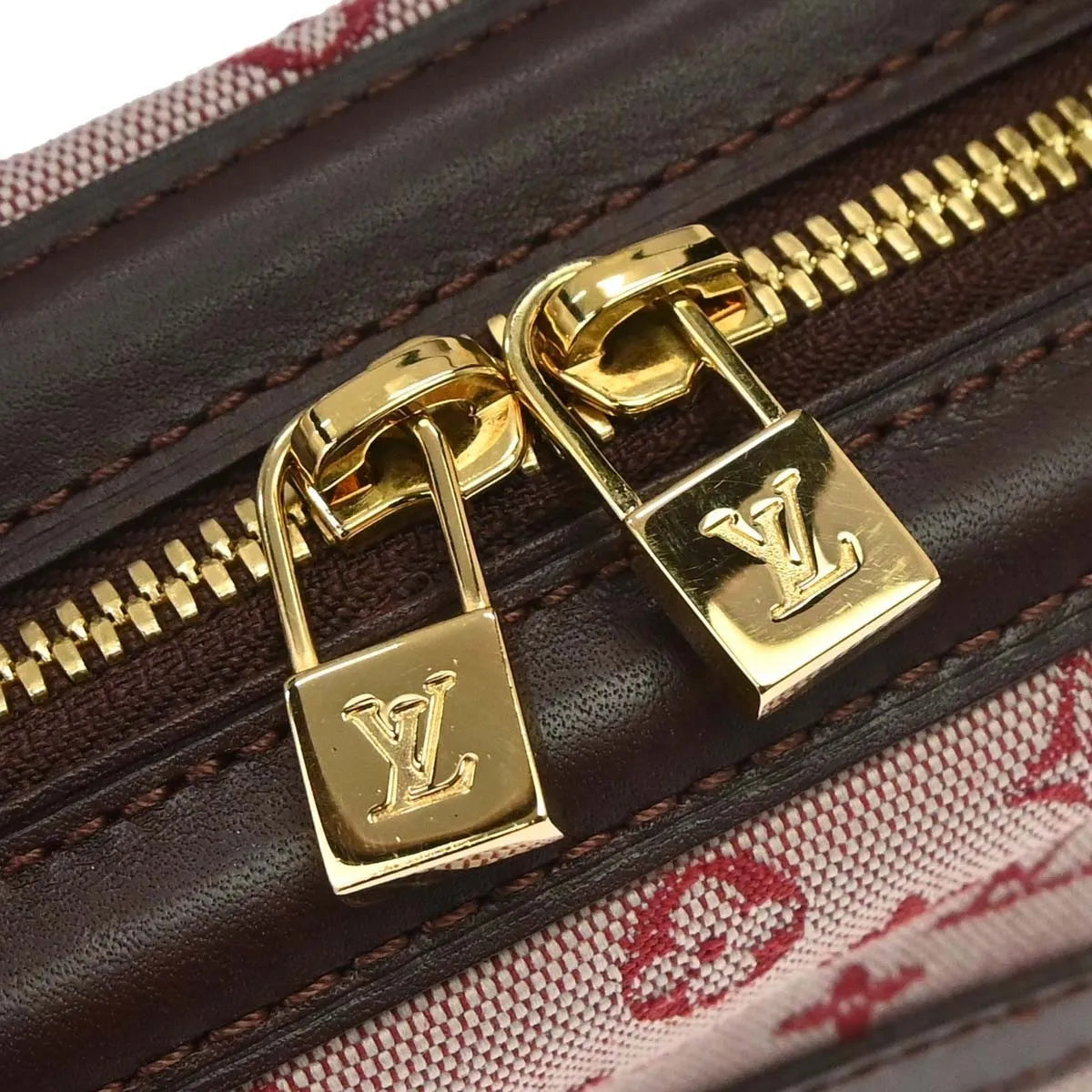 Louis Vuitton Joséphine Mini Lin, Burgundy, Canvas, Handbag