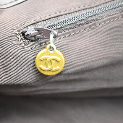 Chanel Vintage CC Tote Canvas with Leather, Beige, Canvas, Tote Bag