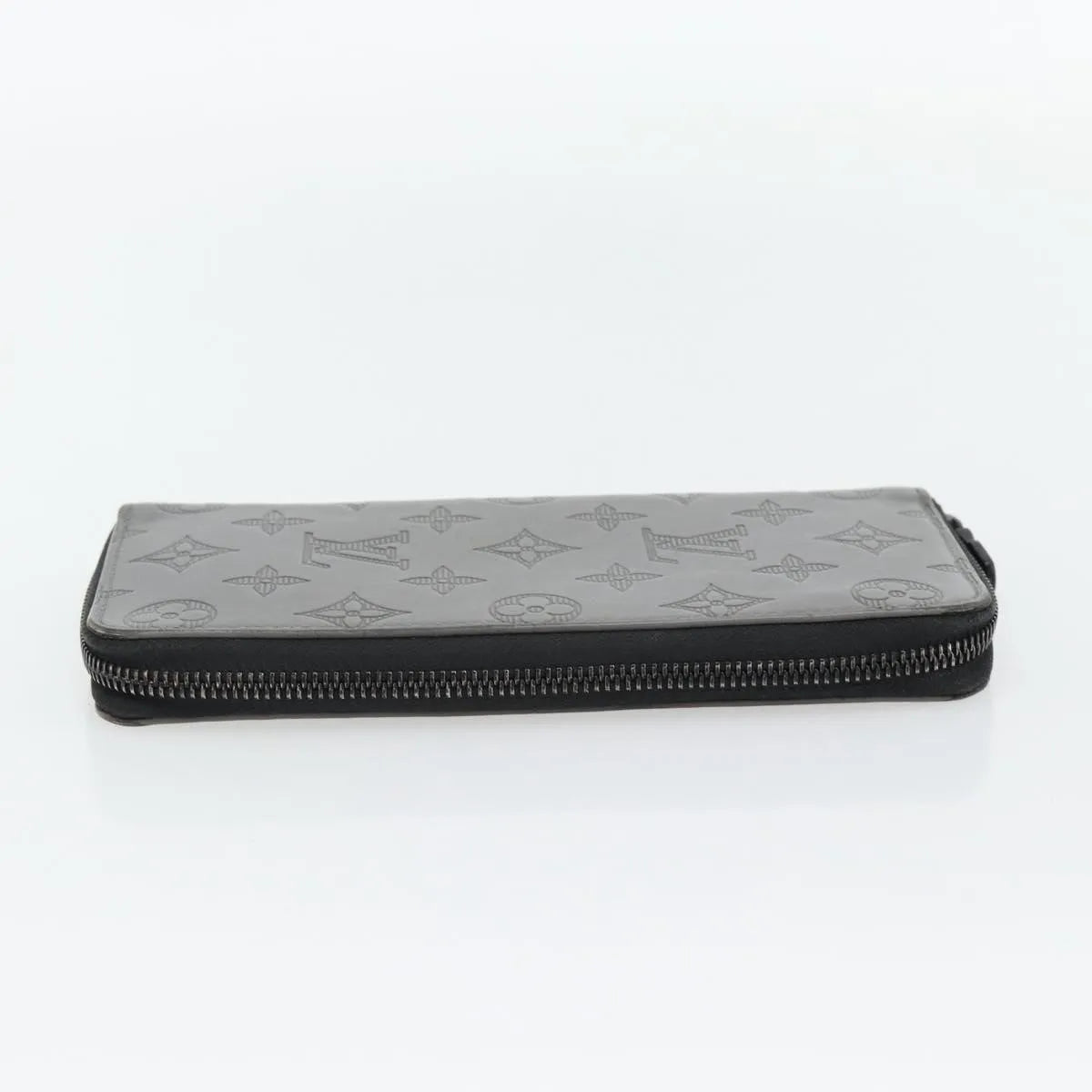 Louis Vuitton Zippy Wallet Vertical Monogram Shadow Leather, Gray, Canvas, Wallet