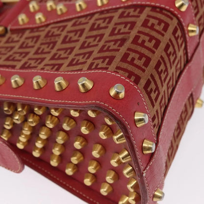 Fendi Studded Handle canvas, Red, Canvas, Handbag