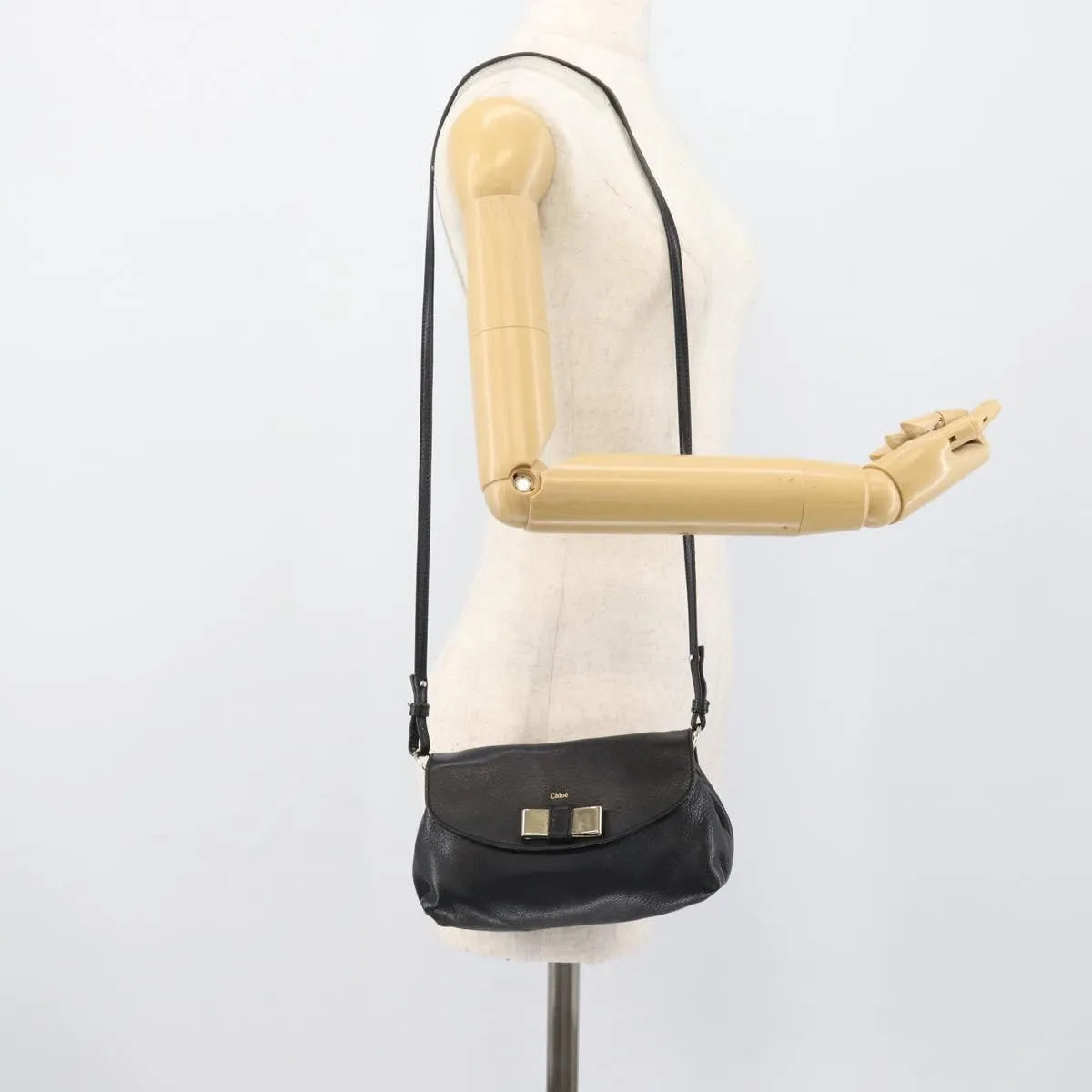 Chloe Lily Leather, Black, Leather, Shoulder Bag