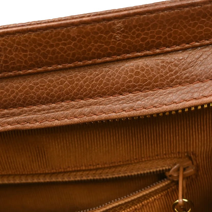 Chanel Vintage Stitched CC Caviar, Brown, Leather, Shoulder Bag