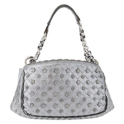 Bottega Veneta Intrecciato Shoulder Leather, Silver, Leather, Shoulder Bag