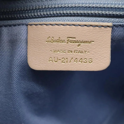 Salvatore Ferragamo Gancini Leather, Gray, Leather, Shoulder Bag