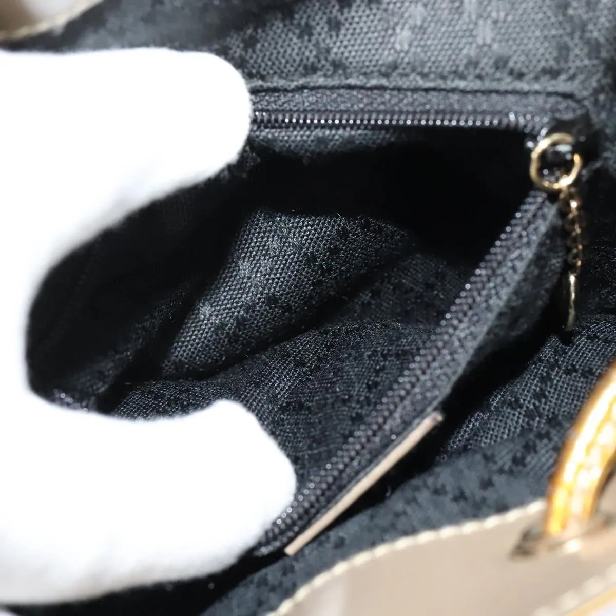 Gucci Vintage Bamboo Patent, Gold, Patent Leather, Backpack