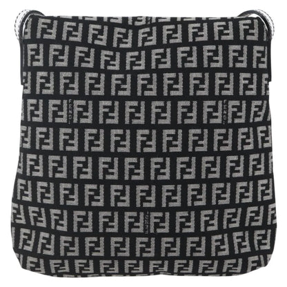Fendi Vintage Flap Zucchino Canvas, Black, Canvas, Shoulder Bag