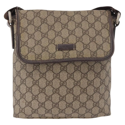 Gucci Flap Messenger GG Coated Canvas, Beige, Canvas, Shoulder Bag