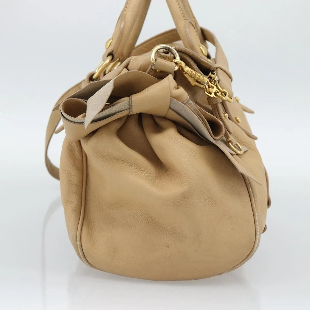 Miu Miu Convertible Satchel Leather, Beige, Leather, Handbag