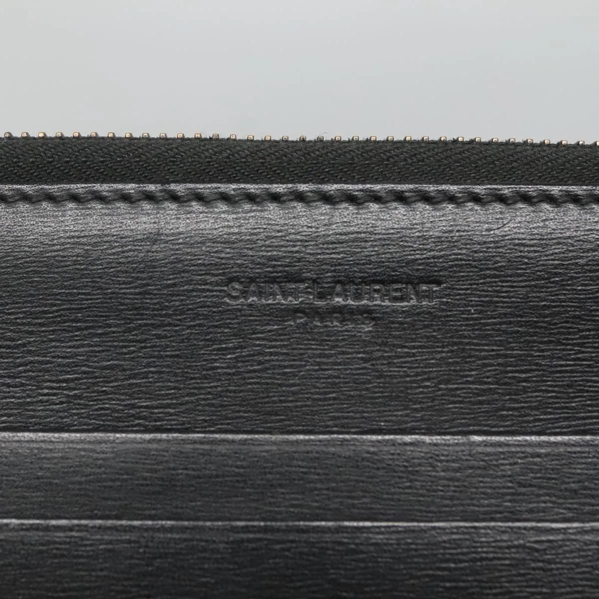 Saint Laurent Zip Pocket Leather, Black, Leather, Clutch