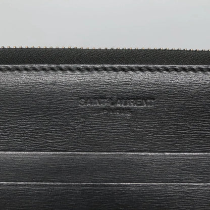 Saint Laurent Zip Pocket Leather, Black, Leather, Clutch