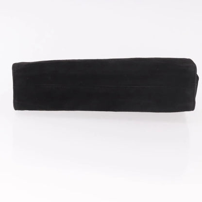 Salvatore Ferragamo Gancini Chain Suede, Black, Suede, Shoulder Bag