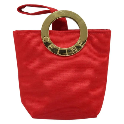 Celine Circle Logo Nylon, Red, Nylon, Clutch