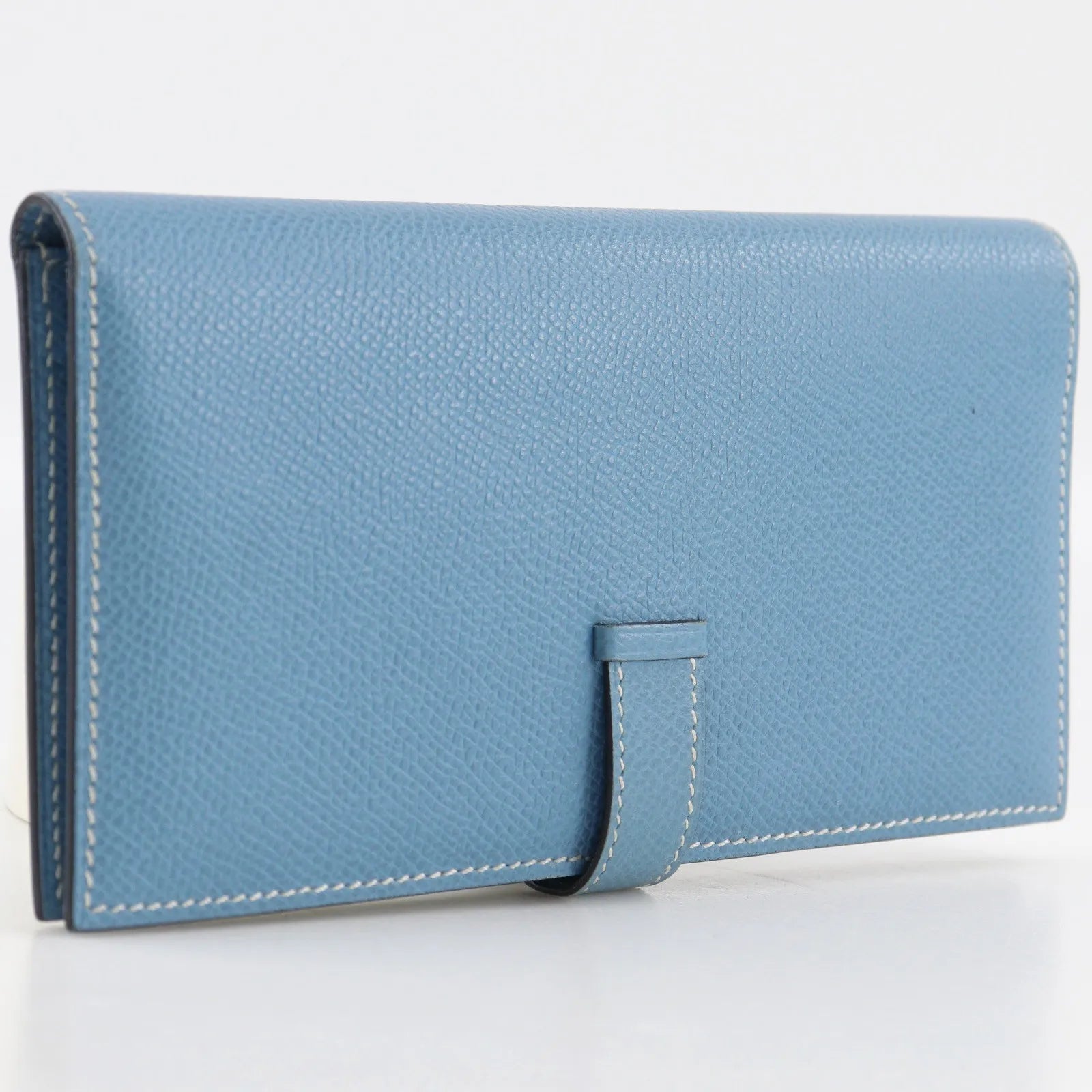 Hermes Bearn Epsom, Blue, Leather, Wallet