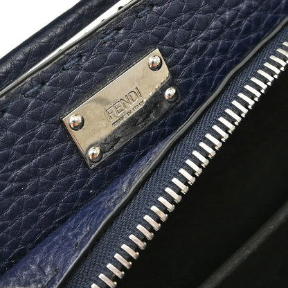 Fendi Selleria Peekaboo Fit Leather, Navy, Leather, Handbag