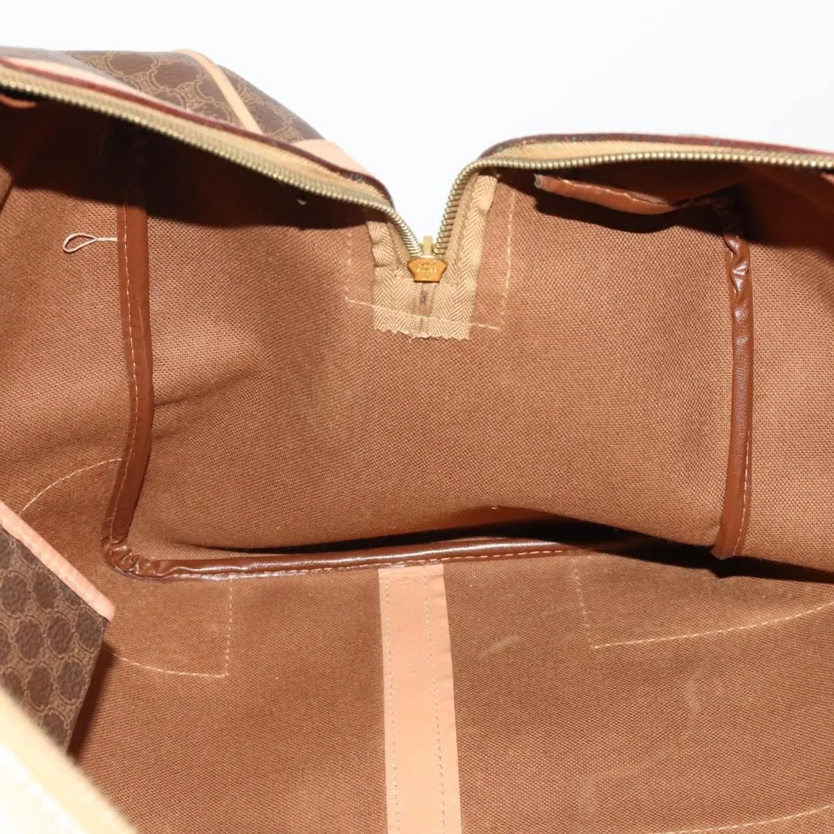 Celine Vintage Duffle Macadam Coated Canvas, Brown, Canvas, Travel Bag