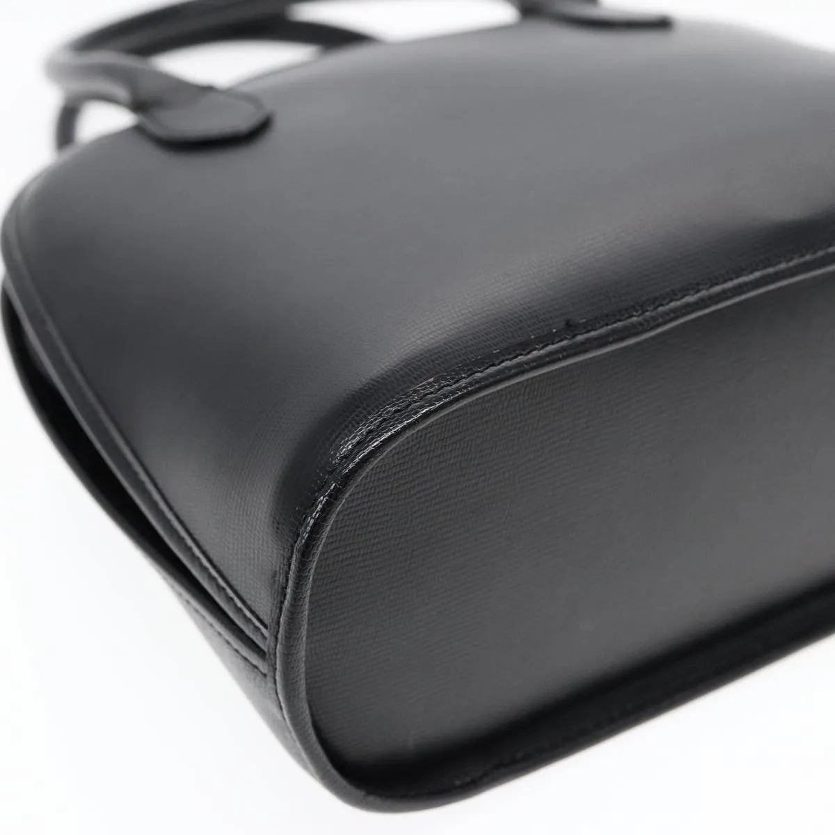 Celine Circle Logo Leather, Black, Leather, Handbag