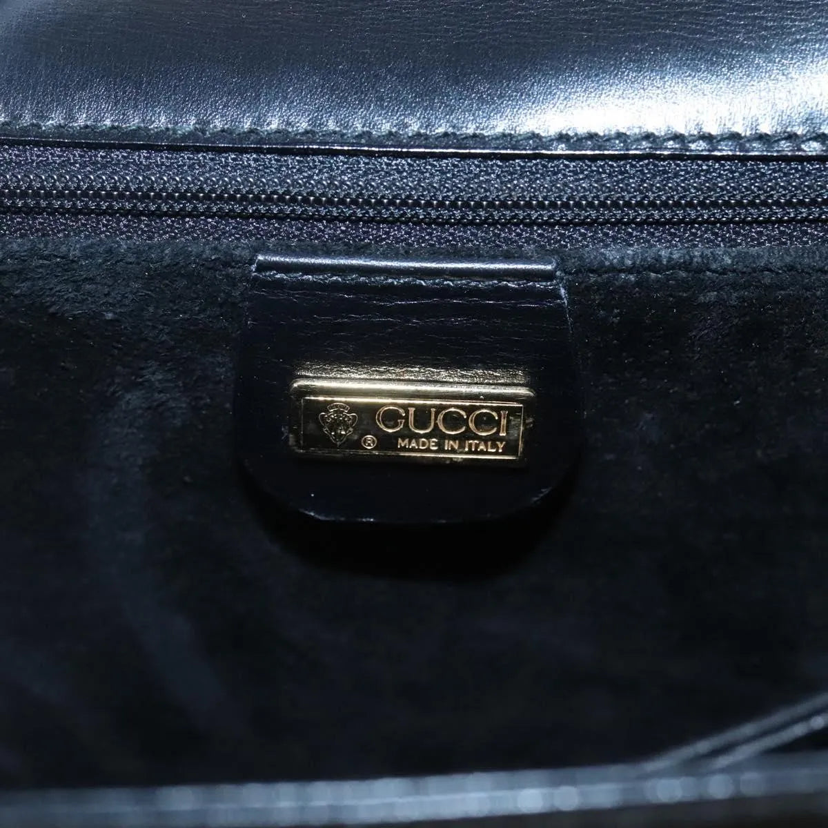 Gucci Vintage Leather, Black, Leather, Handbag