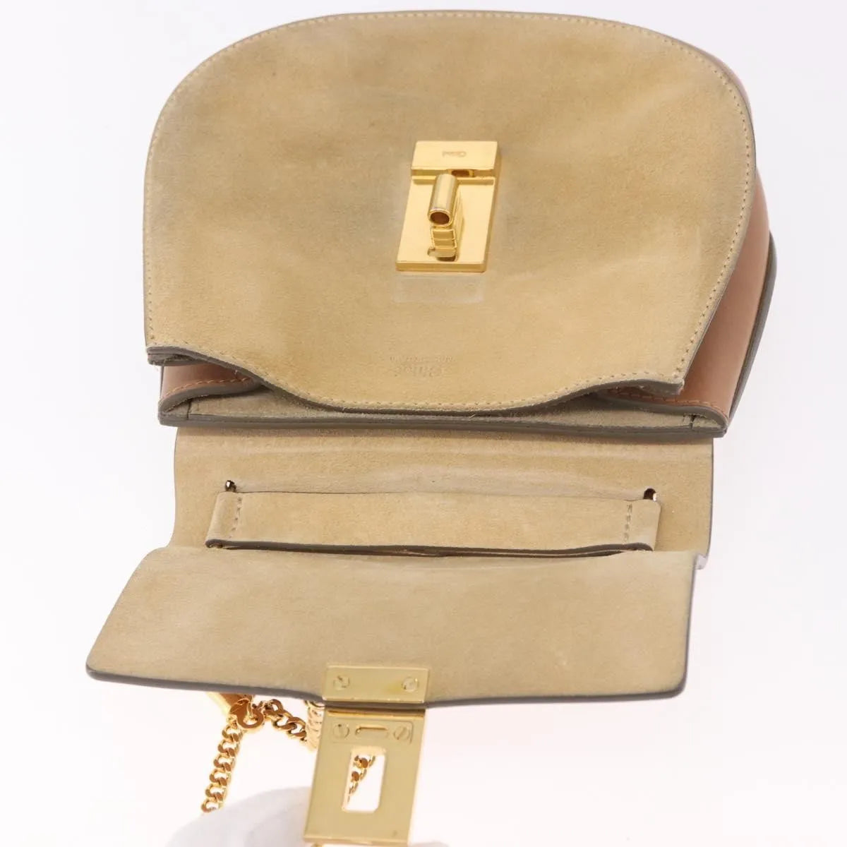 Chloe Drew Shoulder Leather, Beige, Suede, Handbag