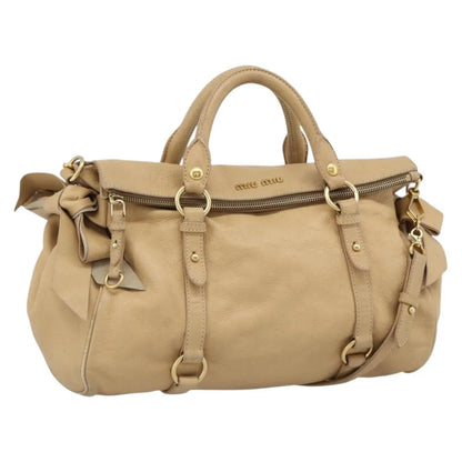 Miu Miu Convertible Satchel Leather, Beige, Leather, Handbag