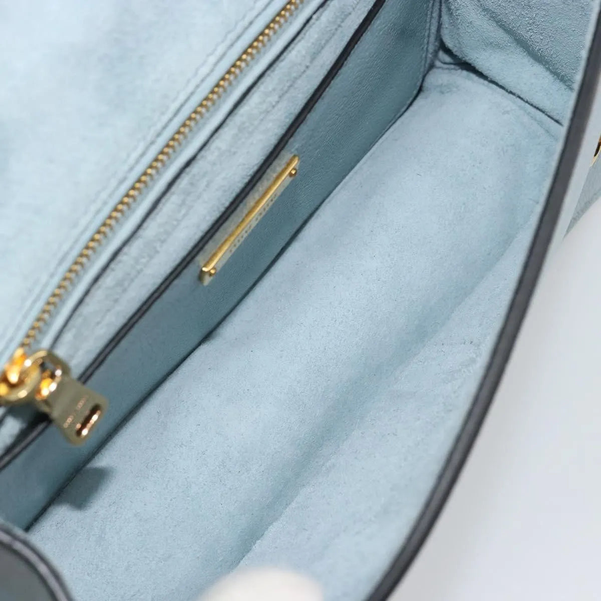 Miu Miu Madras Crystal Buckle Leather, Blue, Leather, Shoulder Bag