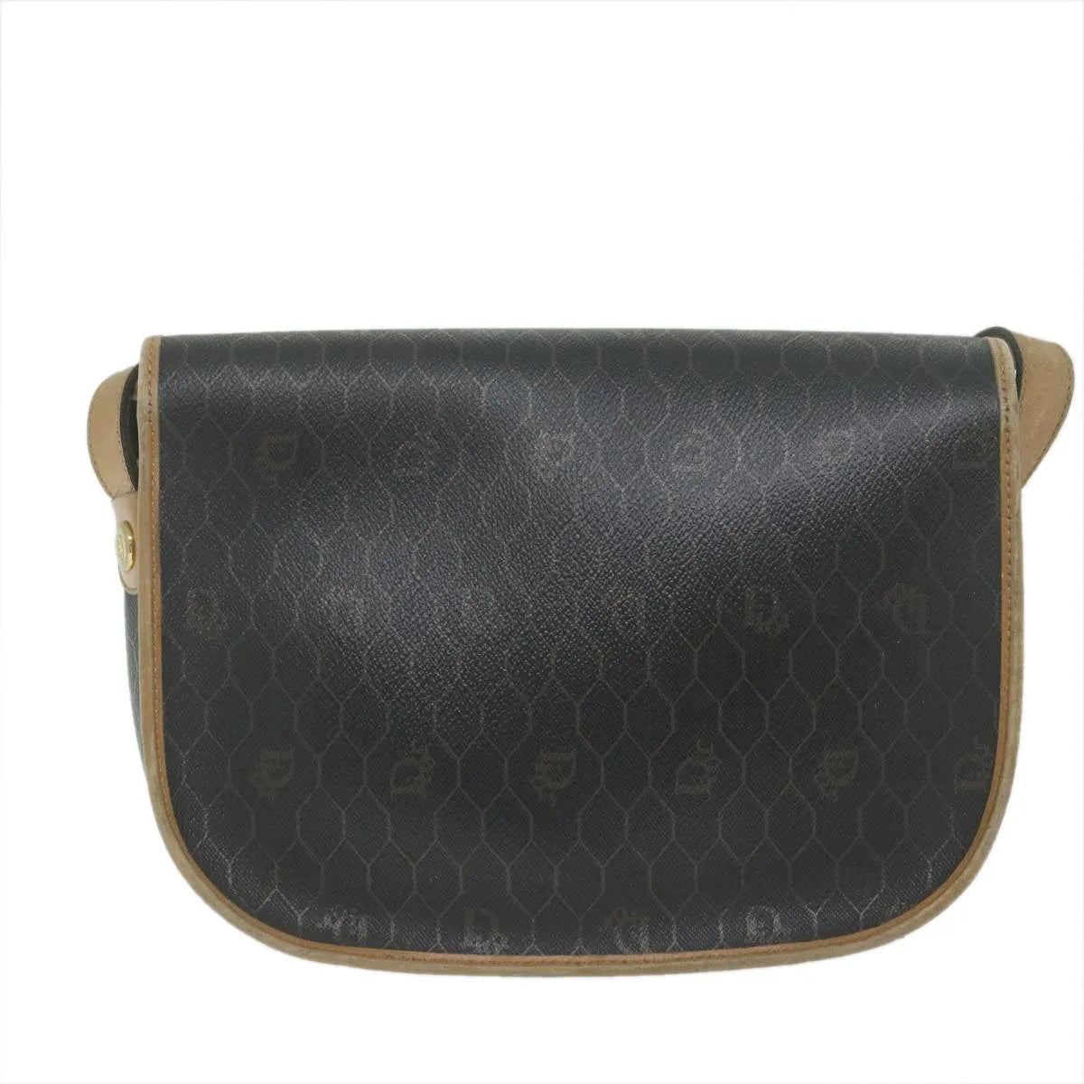 Christian Dior Vintage Honeycomb Flap Canvas and Leather, Black, Canvas, Shoulder Bag