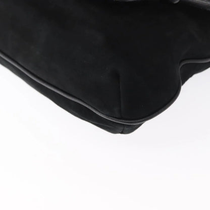 Salvatore Ferragamo Gancini Suede, Black, Suede, Shoulder Bag
