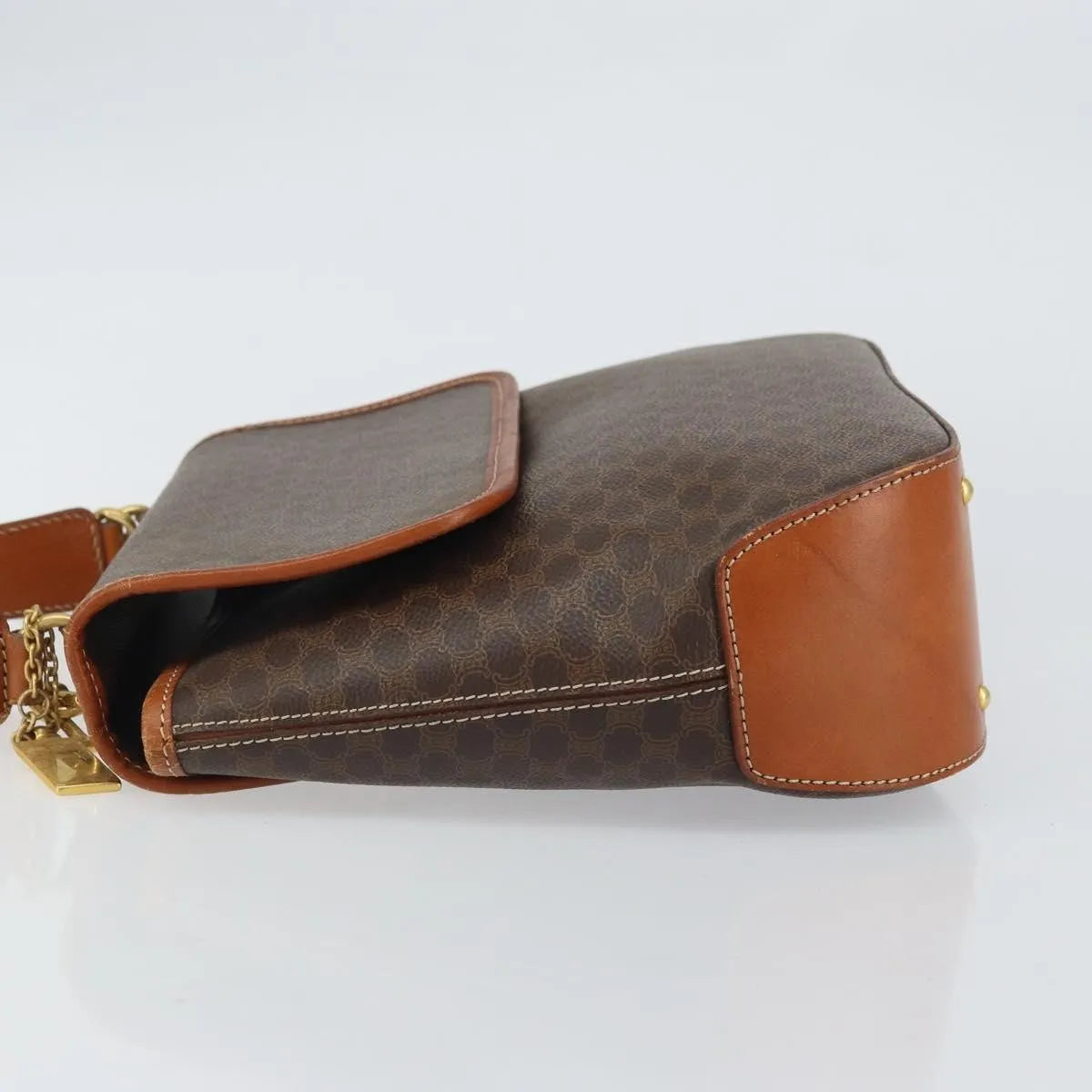 Celine Vintage Macadam Canvas, Brown, Canvas, Handbag