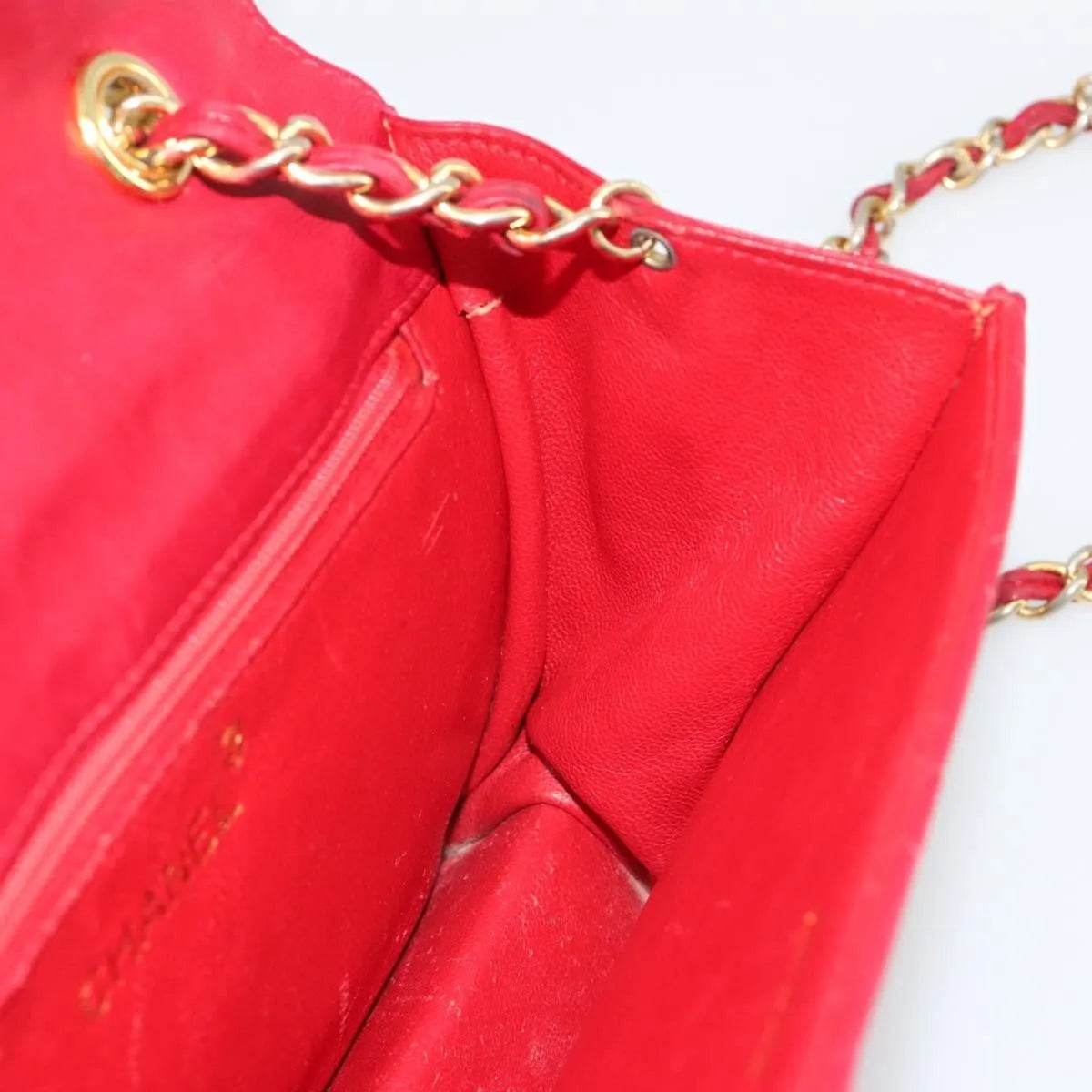 Chanel Vintage Tassel Flap Quilted Lambskin, Red, Leather, Shoulder Bag