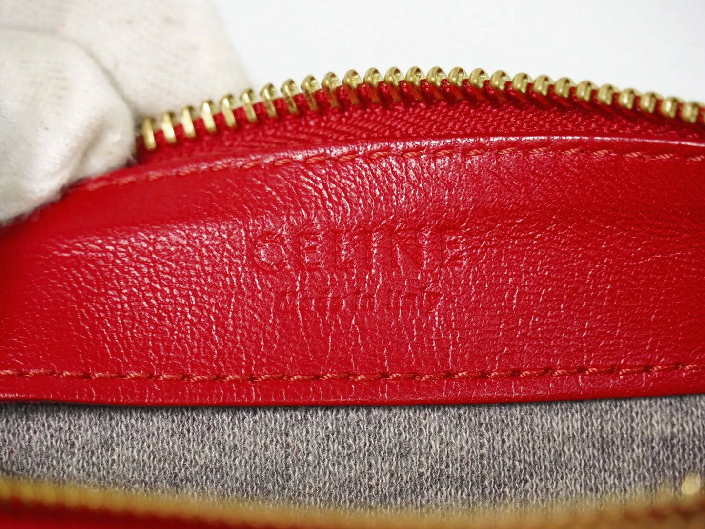 Celine Trio Leather, Red, Leather, Shoulder Bag