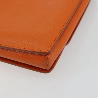 Salvatore Ferragamo Vara Bow Chain Clutch Leather, Orange, Leather, Shoulder Bag