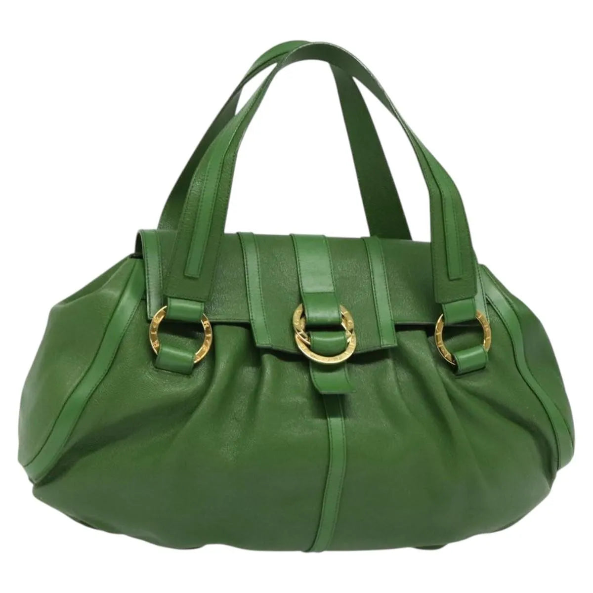 Bvlgari Chandra Hobo Leather, Green, Leather, Handbag