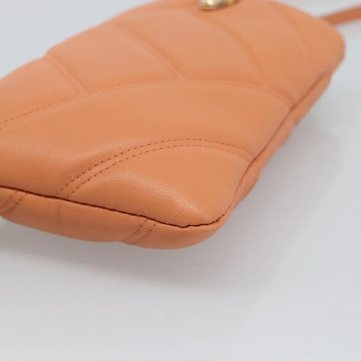 Bvlgari Serpenti Cabochon Phone Holder on Chain Diagonal Quilted Leather, Orange, Leather, Clutch