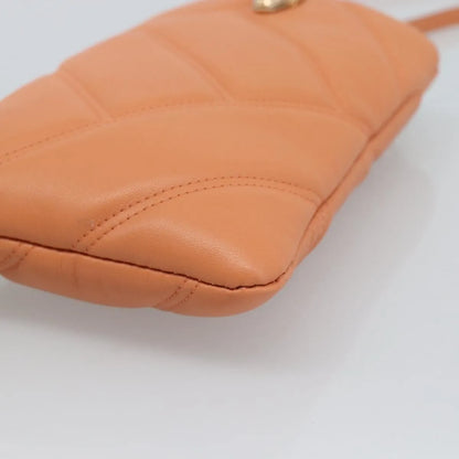 Bvlgari Serpenti Cabochon Phone Holder on Chain Diagonal Quilted Leather, Orange, Leather, Clutch