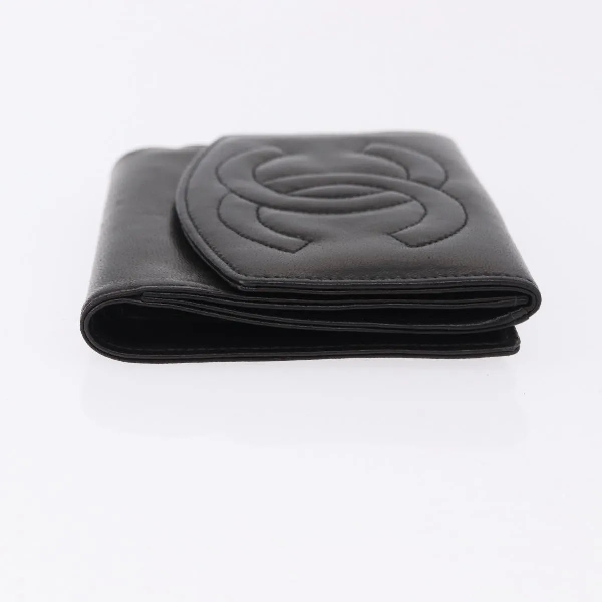 Chanel Vintage Timeless Bifold Lambskin, Black, Leather, Wallet