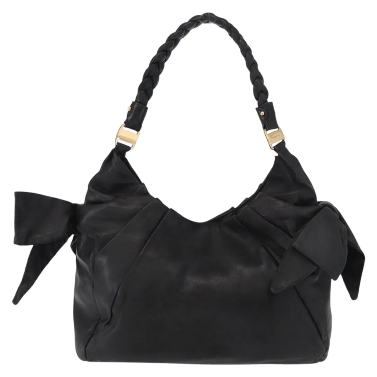 Salvatore Ferragamo Vintage Leather, Black, Leather, Tote Bag