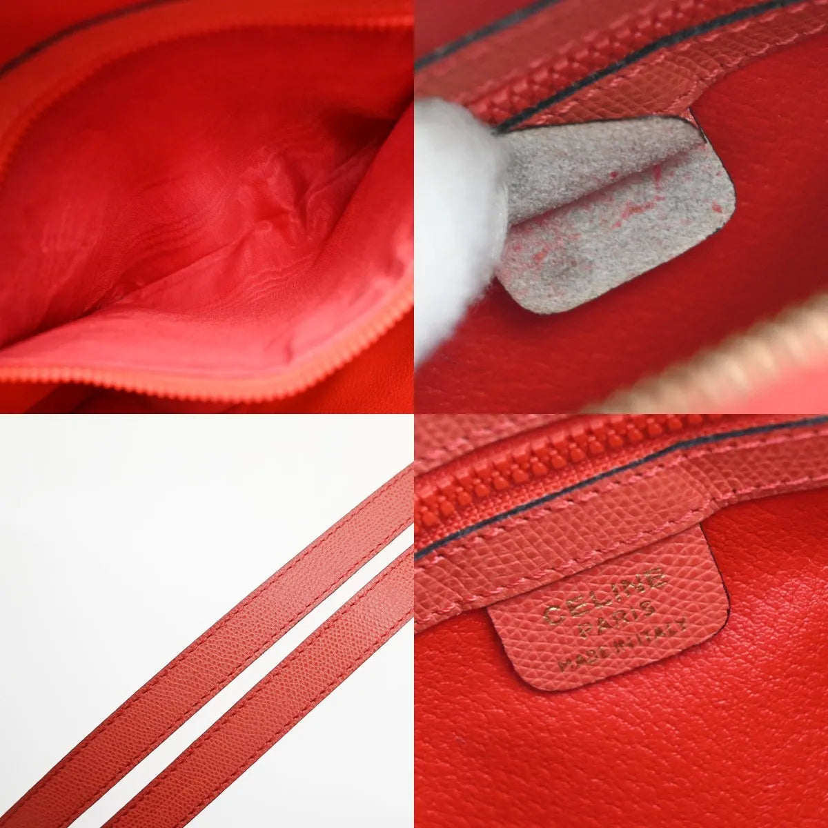 Celine Vintage Convertible Bowler Leather, Red, Leather, Handbag