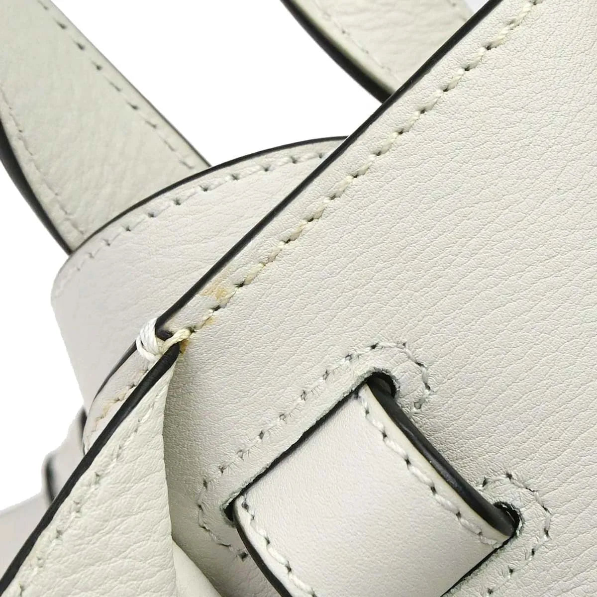 Loewe Hammock Leather, White, Leather, Handbag