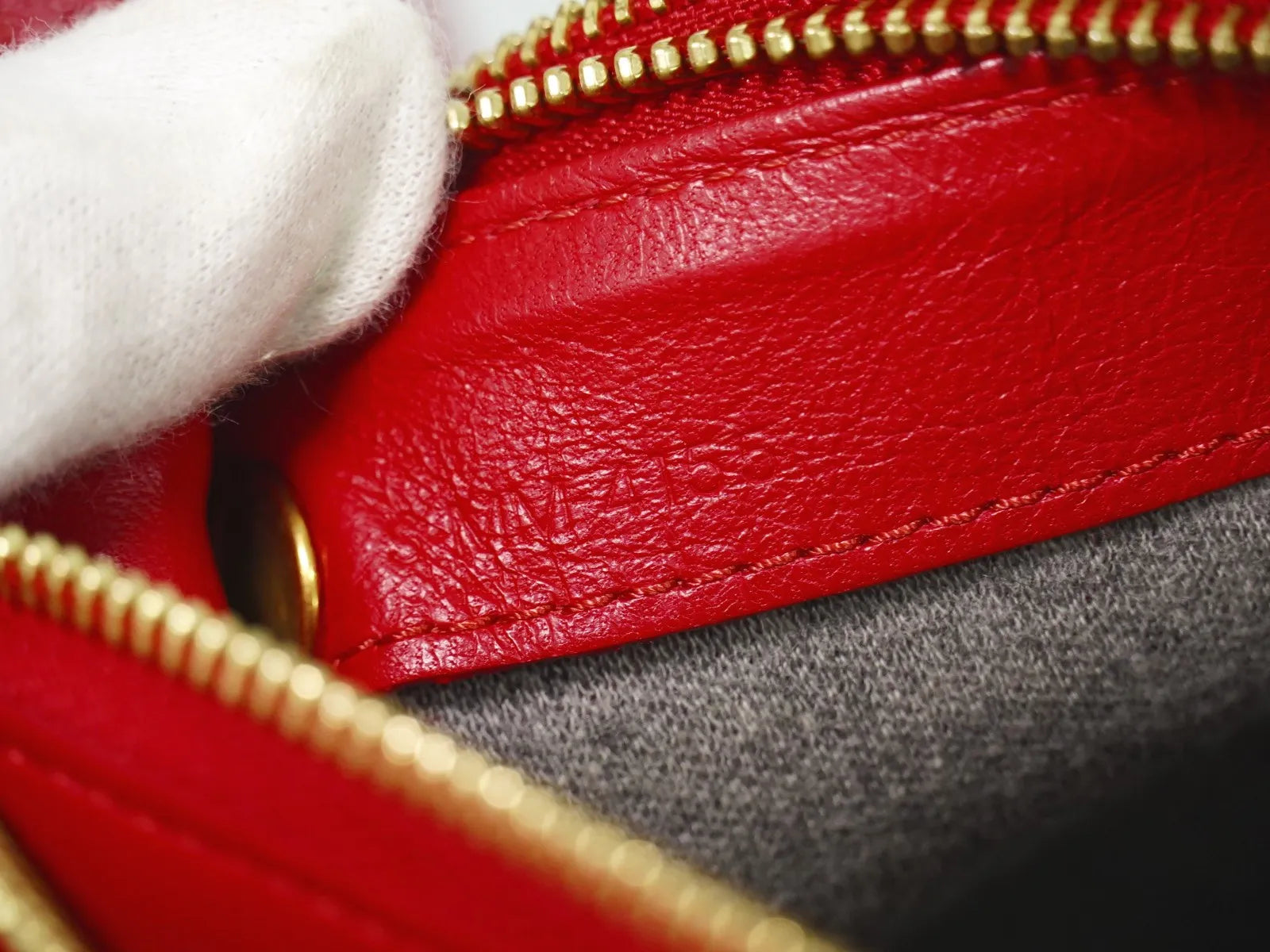 Celine Trio Leather, Red, Leather, Shoulder Bag