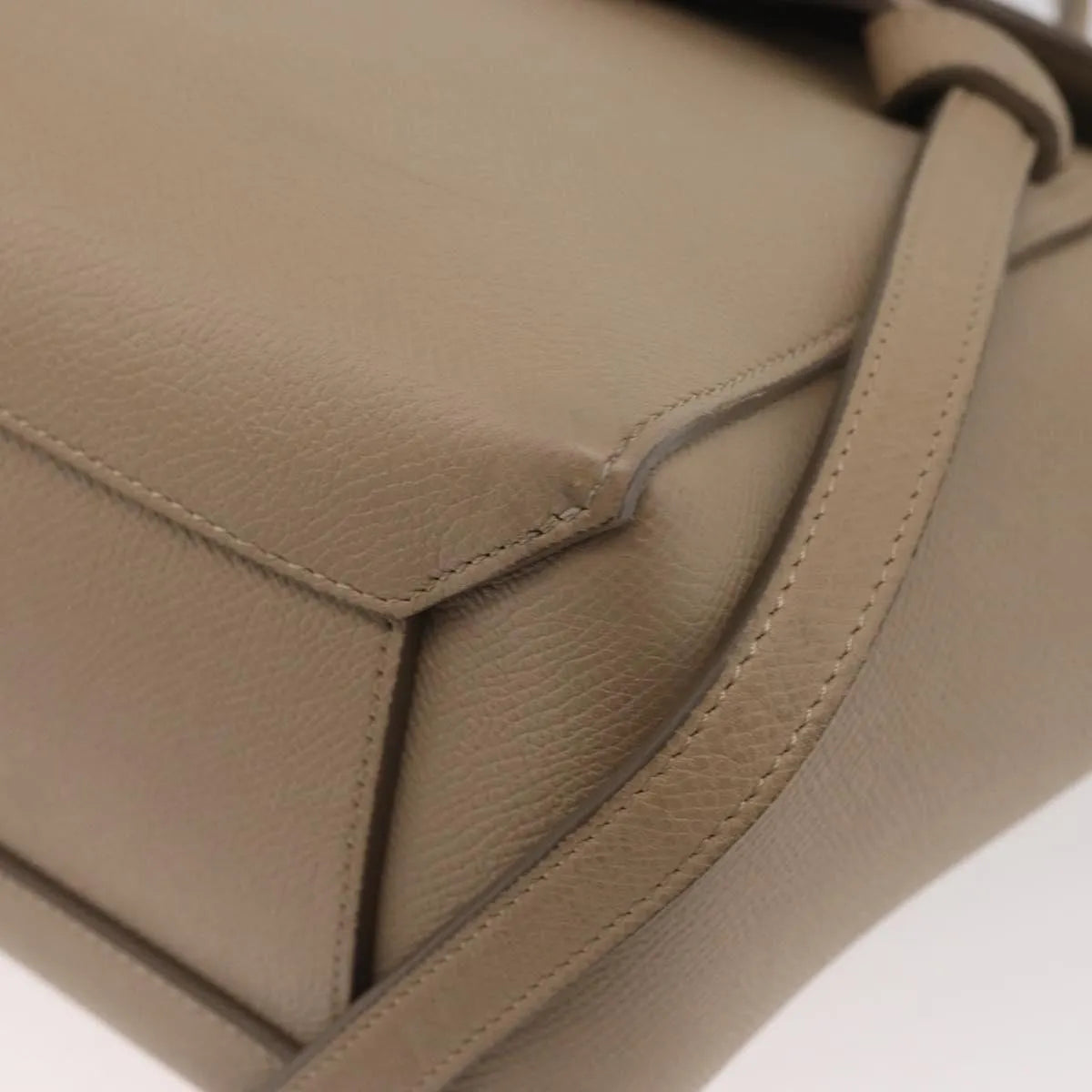 Celine Belt Calfskin, Beige, Leather, Handbag