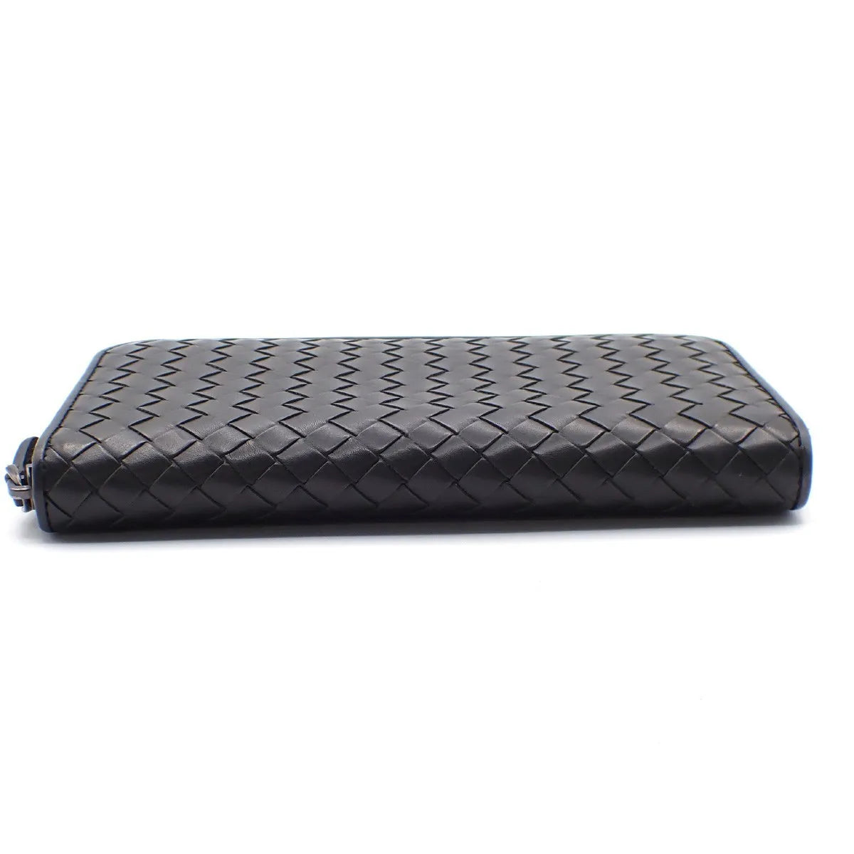 Bottega Veneta Intrecciato Long Zip Leather, Black, Leather, Wallet