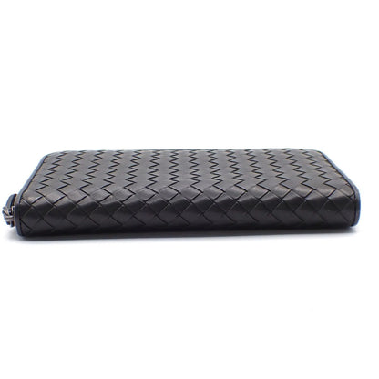 Bottega Veneta Intrecciato Long Zip Leather, Black, Leather, Wallet