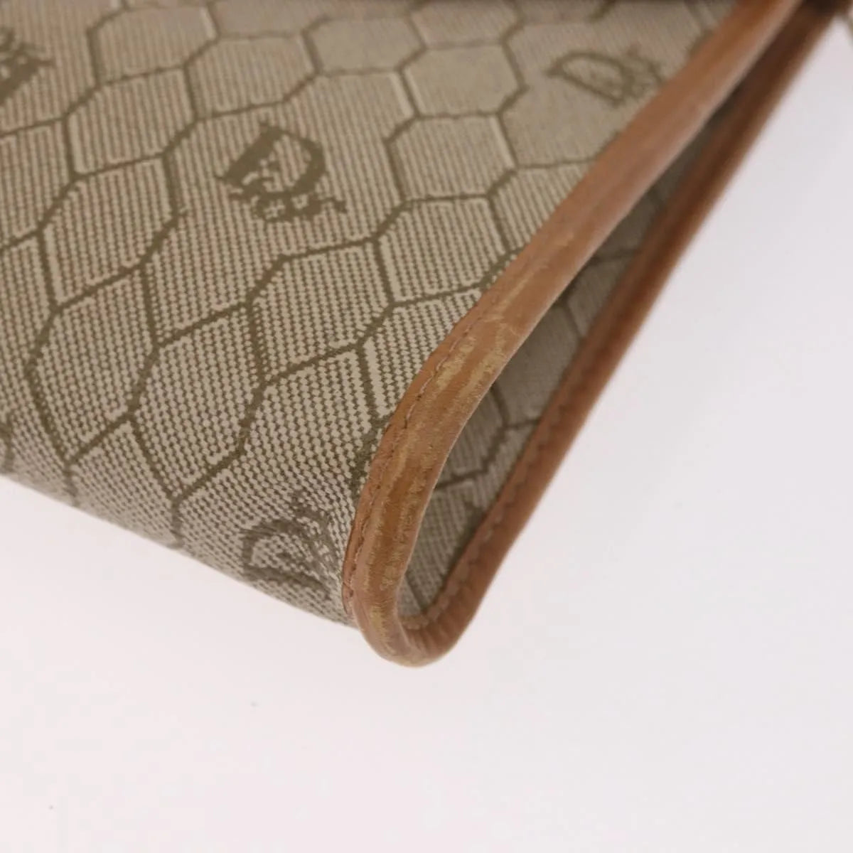 Christian Dior Vintage Honeycomb chain Canvas, Beige, Canvas, Shoulder Bag
