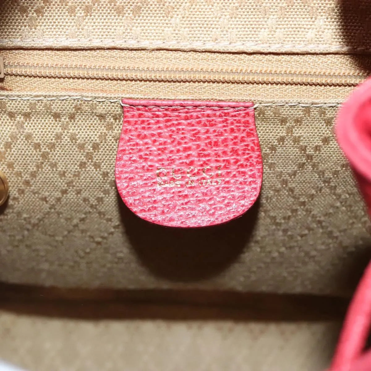Gucci Vintage Bamboo Suede, Red, Suede, Backpack
