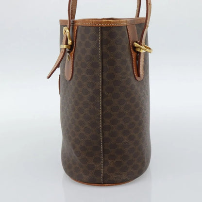 Celine Vintage Macadam Canvas and Leather, Brown, Canvas, Tote Bag