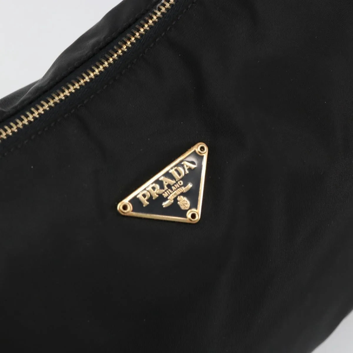 Prada Shoulder Python, Black, Nylon, Shoulder Bag