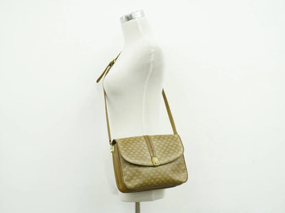 Celine Vintage Macadam Canvas and Leather, Beige, Canvas, Shoulder Bag
